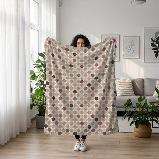 Cobertor Sherpa Padrão geométrico das bolinhas castanho e rosa