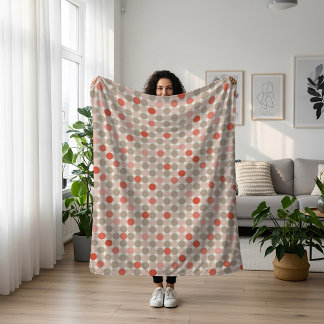 Cobertor Sherpa Padrão geométrico das bolinhas vermelha e rosa