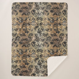 Cobertor Sherpa Padrão geométrico de mármore e Dourado