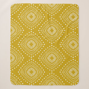 Cobertor Sherpa Padrão geométrico étnico: ouro amarelo, branco