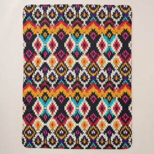 Cobertor Sherpa Padrão Geométrico Inspirado No Ikat Colorido
