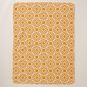 Cobertor Sherpa Padrão Geométrico Laranja Branco Sem Costura