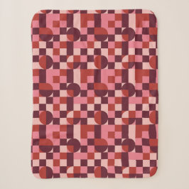 Cobertor Sherpa Padrão Geométrico Retro em Rosa e Vermelho Ousado