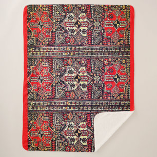 Cobertor Sherpa Padrão Geométrico Vermelho&Branco Oriental