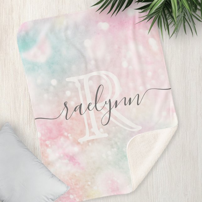 Cobertor Sherpa Padrão Girly De Pastel Com Glama Rosa (Criador carregado)