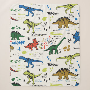 Cobertor Sherpa padrão gráfico de cores de dinossauros engraçad