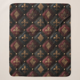 Cobertor Sherpa Padrão Harlequim de Fleur-de-Lis Embotido Medieval
