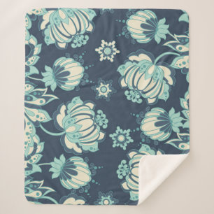 Cobertor Sherpa Padrão Indígena Floral de Vintage