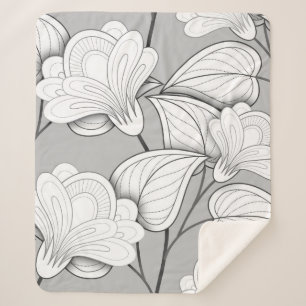 Cobertor Sherpa Padrão Invisível Monocromático Floral. Folha de de