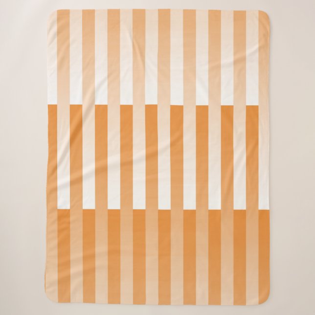 Cobertor Sherpa Padrão Laranja-branco riscado (Frente)