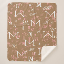 Cobertor Sherpa Padrão legal inicial M (personalizado) castanho cl