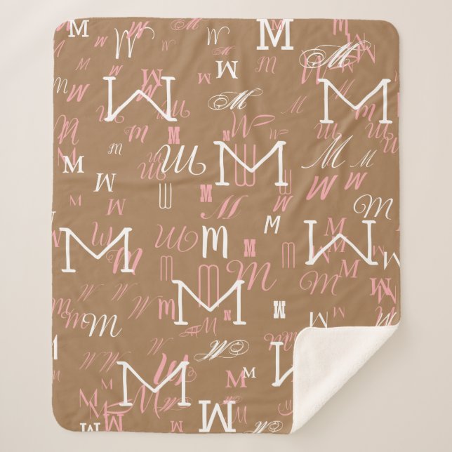 Cobertor Sherpa Padrão legal inicial M (personalizado) castanho cl (Frente)