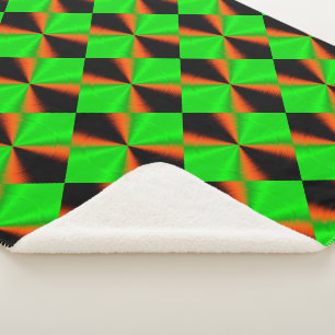 Cobertor Sherpa Padrão Legal Verde Laranja