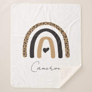 Cobertor Sherpa Padrão-Leopardo Cotovelo-Arco-Íris
