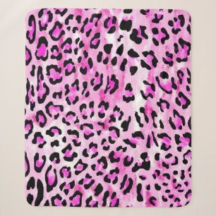 Cobertor Sherpa padrão leopardo sem costura cor rosa do desenhar