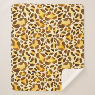 Cobertor Sherpa Padrão leopardo sem costura de aquarelas