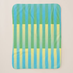 Cobertor Sherpa Padrão Listrado Azul Amarelo Verde