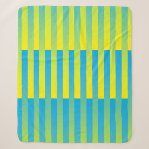 Cobertor Sherpa Padrão Listrado Azul Amarelo Verde