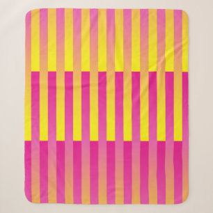 Cobertor Sherpa Padrão Listrado Laranja Amarelo Rosa