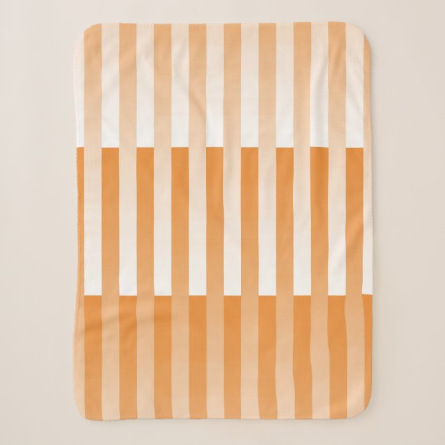 Cobertor Sherpa Padrão Listrado Laranja Branco (Frente)