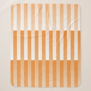 Cobertor Sherpa Padrão Listrado Laranja Branco
