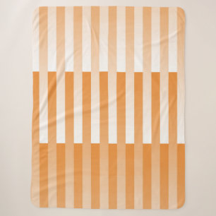 Cobertor Sherpa Padrão Listrado Laranja Branco