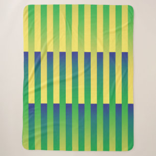 Cobertor Sherpa Padrão Listrado Verde Amarelo Azul