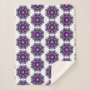 Cobertor Sherpa Padrão Mandala 02 em Sherpa Blanket roxo