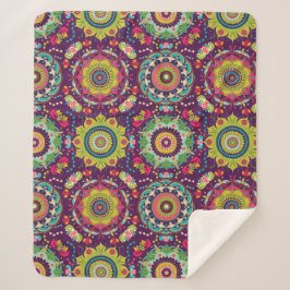 Cobertor Sherpa Padrão Mandala Retro