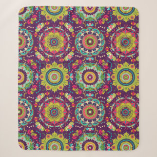 Cobertor Sherpa Padrão Mandala Retro