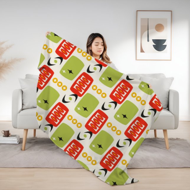 Cobertor Sherpa Padrão MCM de Idade Atômica em Vermelho, Verde, Am (Criador carregado)