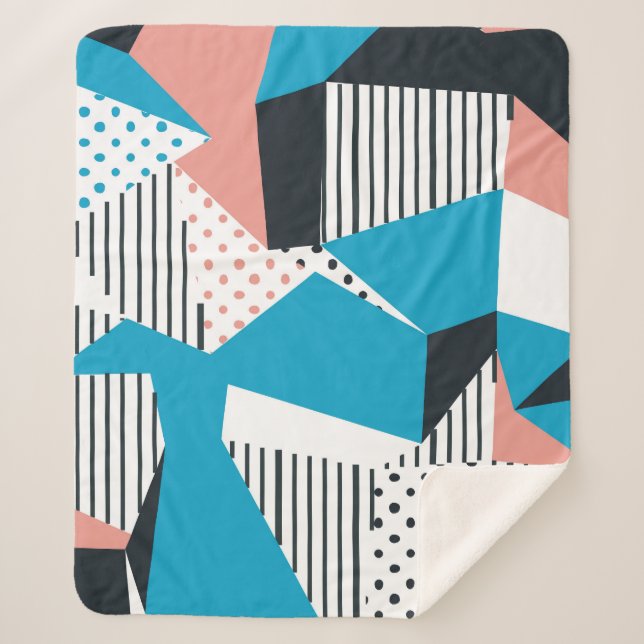 Cobertor Sherpa Padrão Memphis: Tendência Abstrato minimalista (Frente)
