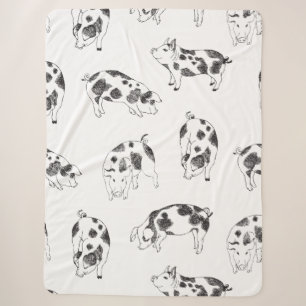 Cobertor Sherpa Padrão Minimalista de Linha de Porco Cottagecore V