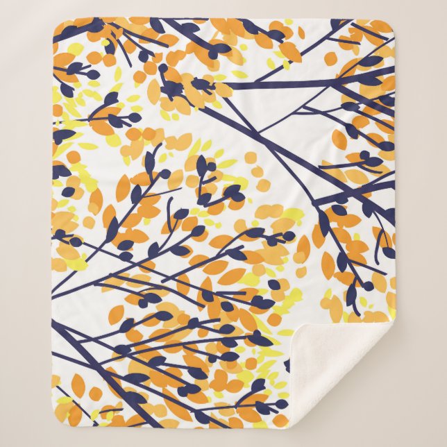 Cobertor Sherpa Padrão Moderno da Árvore de outono de abstrato (Frente)