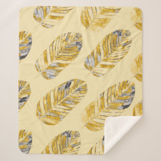 Cobertor Sherpa Padrão Moderno das Folhas Tropicais de Aquarela