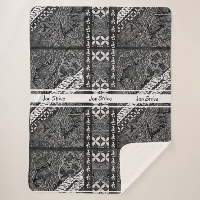 Cobertor Sherpa Padrão moderno de BATIK (Frente)