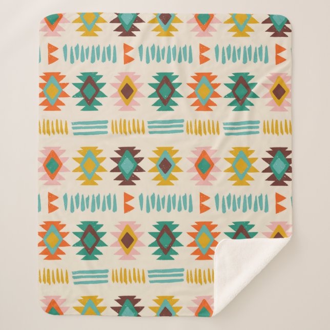 Cobertor Sherpa Padrão Nativo Americano Navajo (Frente)