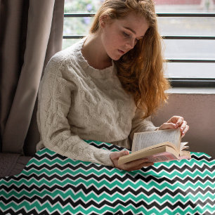 Cobertor Sherpa Padrão Negra Verde-Teal Moderno