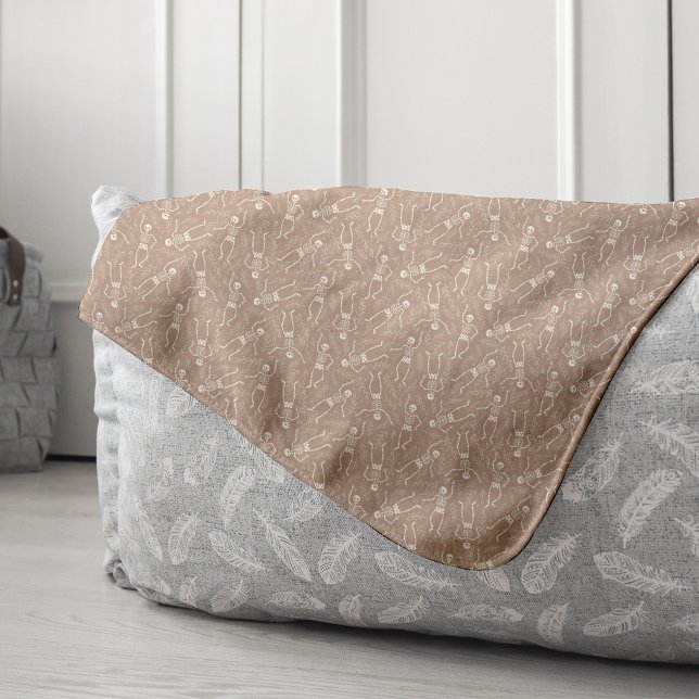 Cobertor Sherpa Padrão neutro de esqueleto de Halloween (Criador carregado)