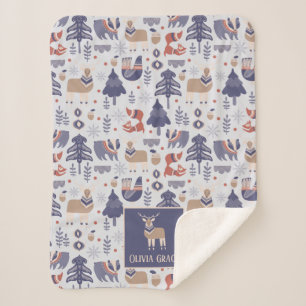 Cobertor Sherpa Padrão Nórdico Personalizado Escandinavo