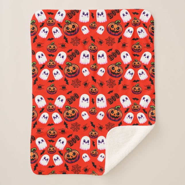 Cobertor Sherpa Padrão Noturno assustador (Frente)