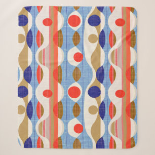 Cobertor Sherpa Padrão ogee vermelho azul moderno