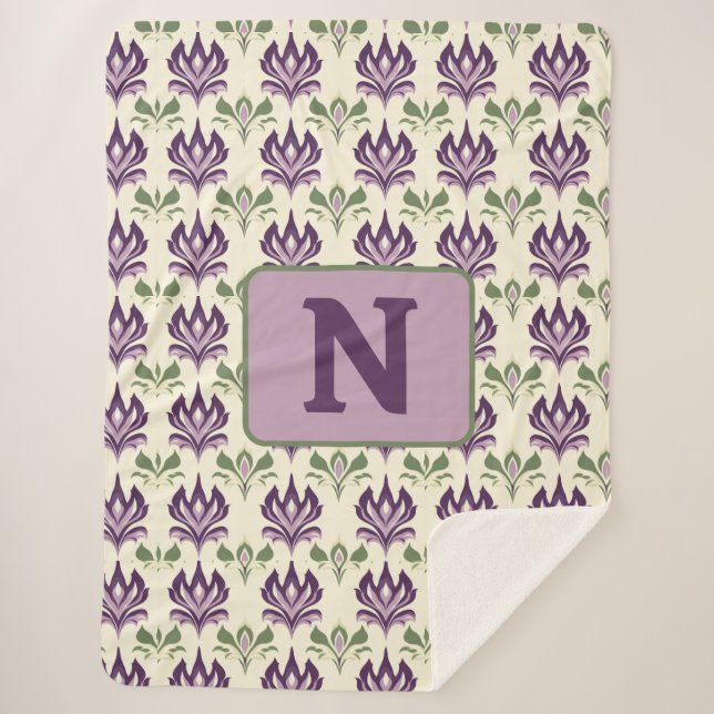 Cobertor Sherpa Padrão Ornamental Lily Motif (Frente)