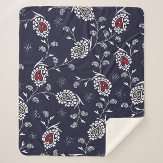 Cobertor Sherpa padrão paisley no marinho