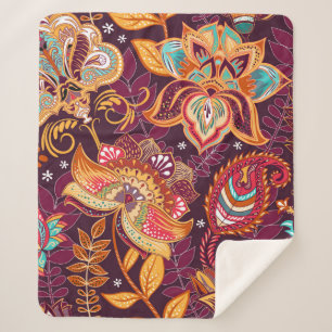 Cobertor Sherpa Padrão perfeito brilhante no estilo paisley. Colo