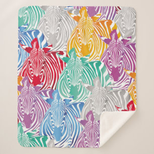 Cobertor Sherpa Padrão perfeito de zebra colorida. Textu de animai