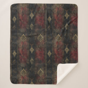 Cobertor Sherpa Padrão Persian Gold Damask Noir (4)