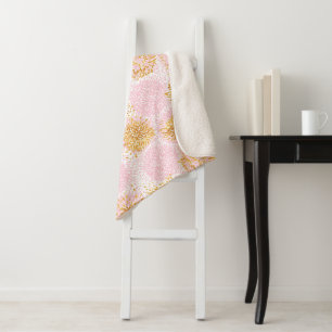 Cobertor Sherpa Padrão Pom Pom Dourado e cor-de-rosa Sherpa Blank