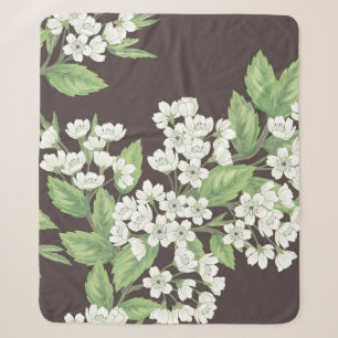 Cobertor Sherpa padrão primavera, ramos verdes sem soldadura.