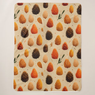 Cobertor Sherpa Padrão Quente de Pinecones de Inverno